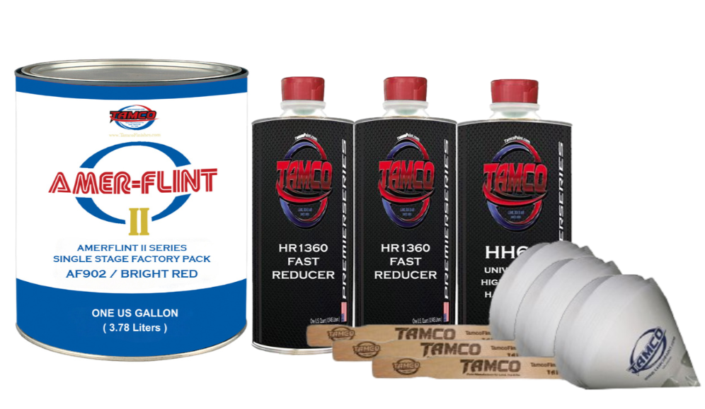 Tamco Paint Amerflint II Single Stage Factory Pack Kit Bright Red Gallon with HR1360