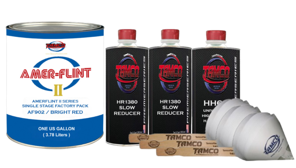 Tamco Paint Amerflint II Single Stage Factory Pack Kit Bright Red Gallon with HR1380