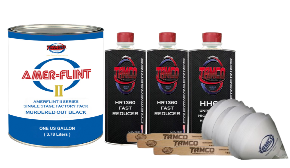 Tamco Paint Amerflint II Single Stage Factory Pack Kit Murdered Out Black Gallon with HR1360
