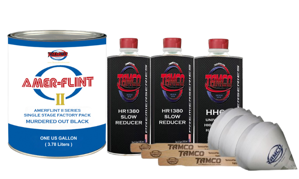Tamco Paint Amerflint II Single Stage Factory Pack Kit Murdered Out Black Gallon with HR1380