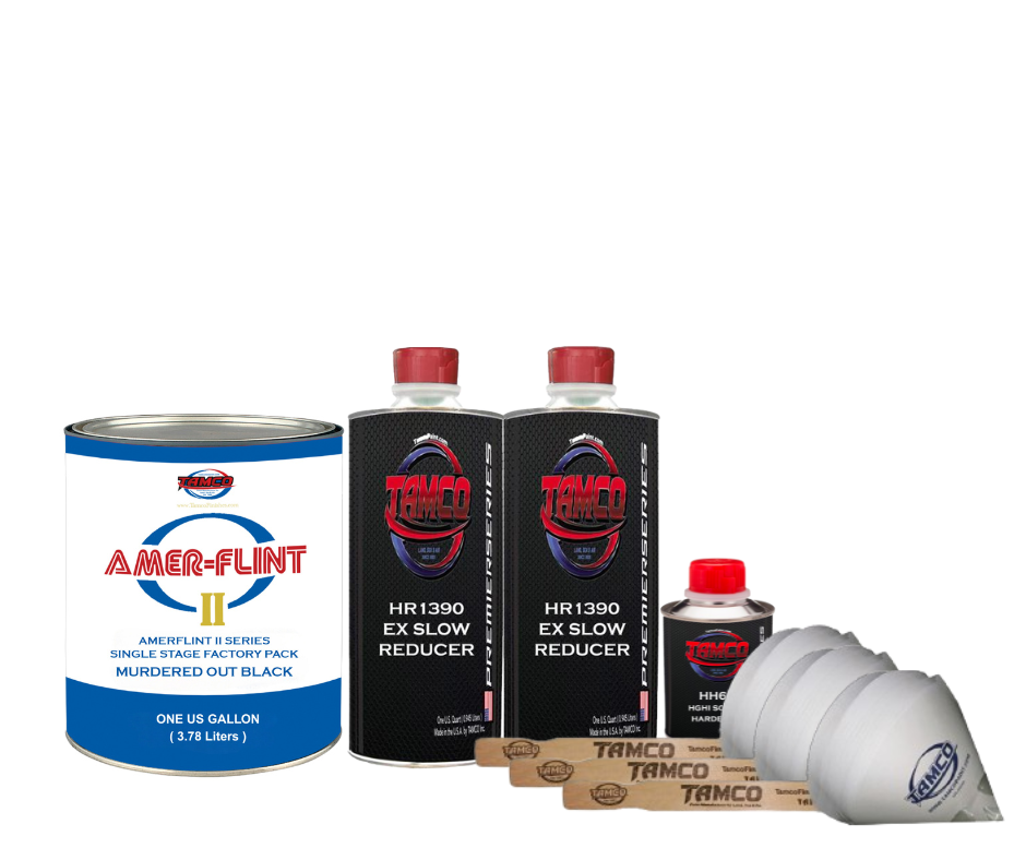 Tamco Paint Amerflint II Single Stage Factory Pack Kit Murdered Out Black Quart with HR1390
