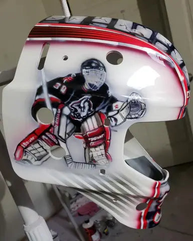 Tamco Paint Blizzard of Ozz White Pearl on Hockey Helmet