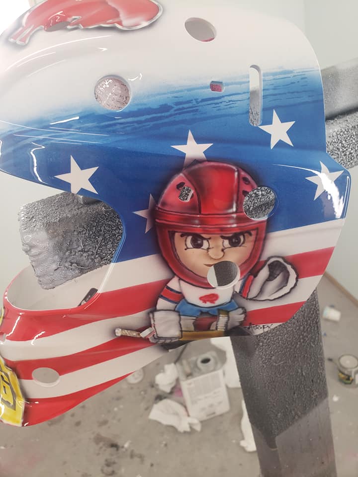 Tamco Paint Blizzard of Ozz White Pearl on Helmet