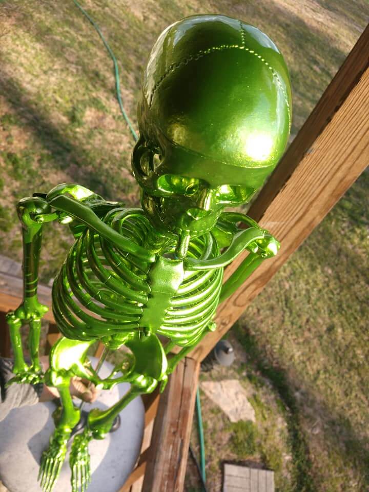 Tamco Paint Drag N Green Metallic on Skeleton Statue