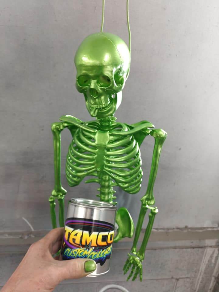 Tamco Paint Drag N Green Metallic on Skeleton Statue