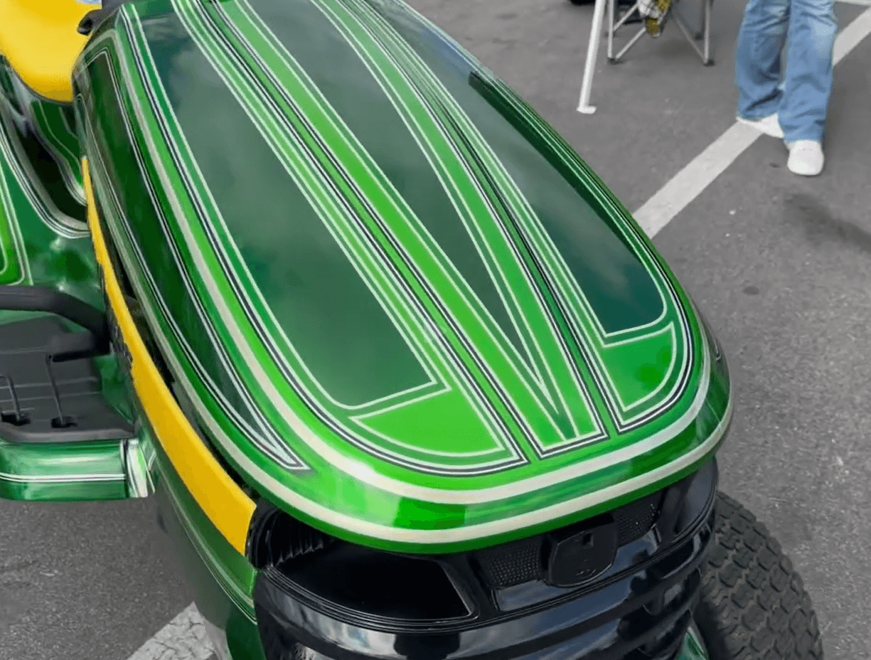 Tamco Paint Emerald City Candy Concentrate in John Deere Lawn Mower