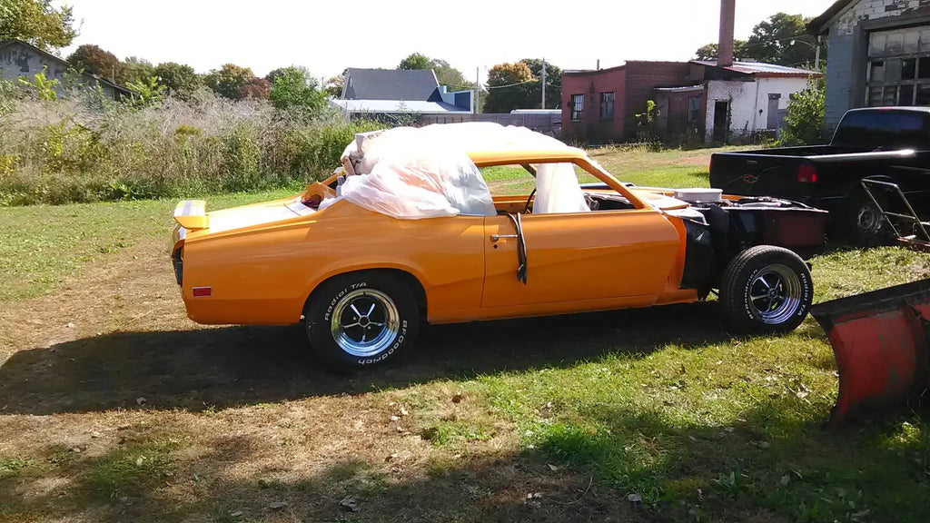 Tamco Paint Grabber Orange Basecoat on Mercury Cougar