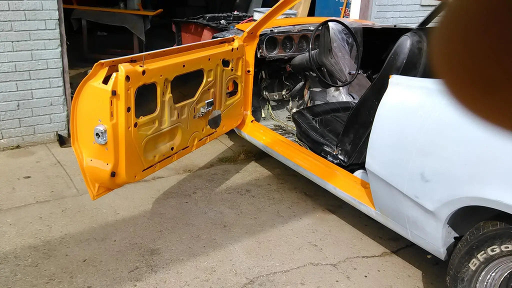 Tamco Paint Grabber Orange Basecoat on Mercury Cougar