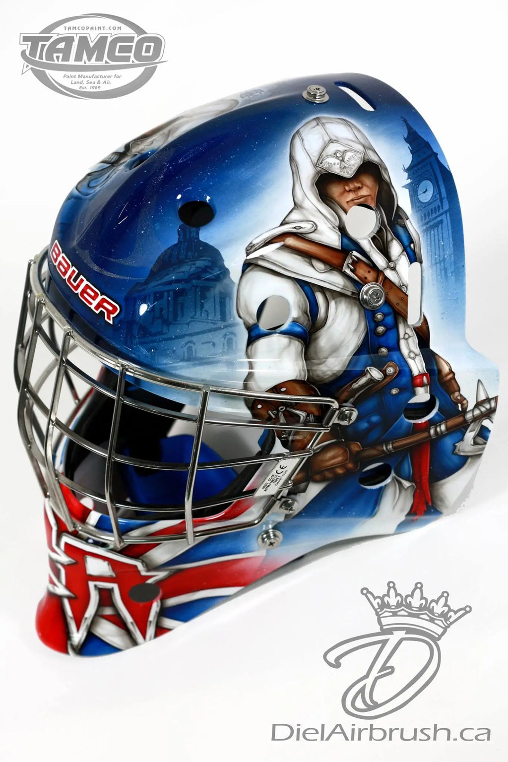 Tamco Paint HC7677 Hi-Impact Clearcoat Kit on Goalie Mask 