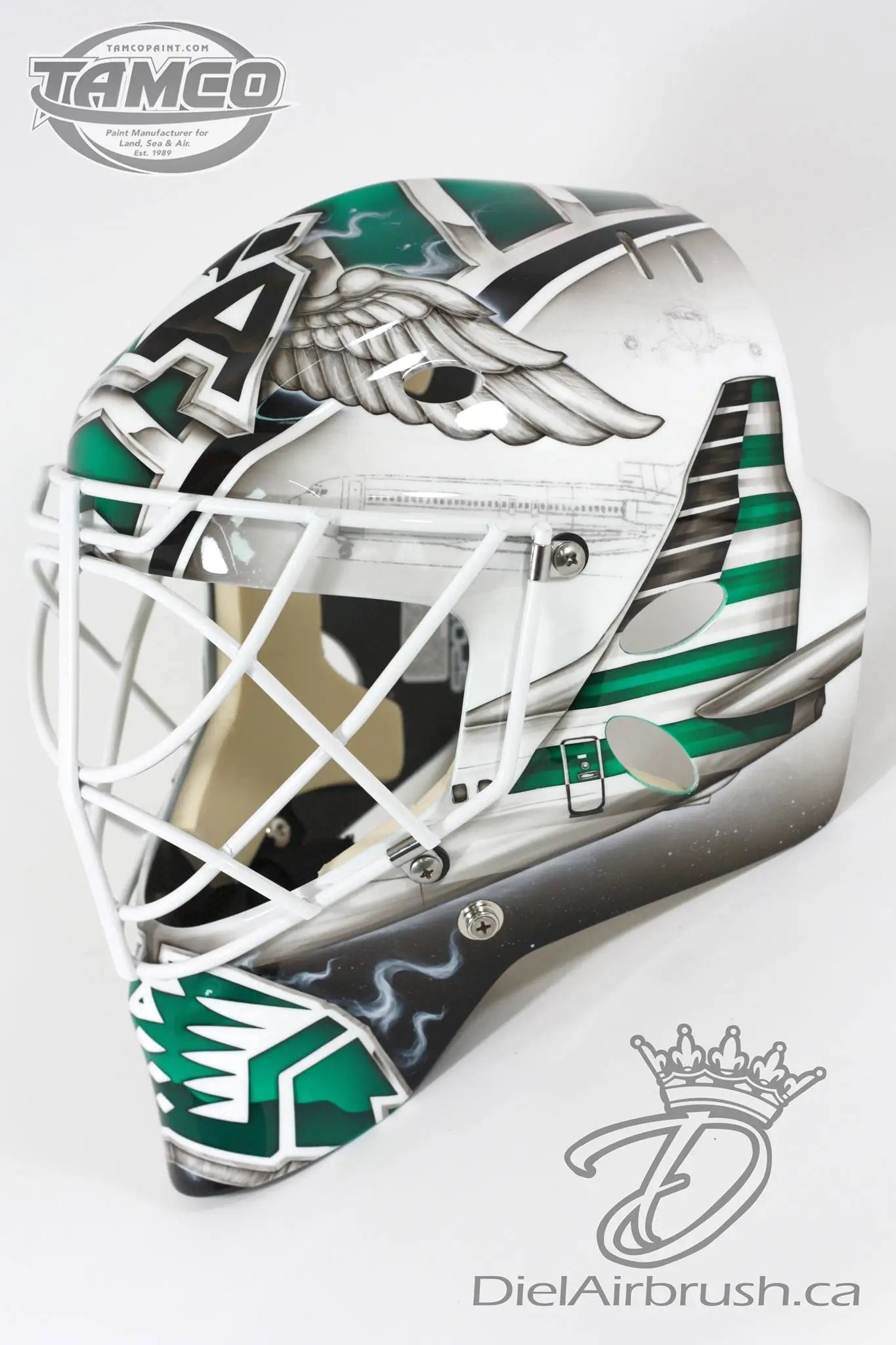 Tamco Paint HC9500 Hi-Speed Impact 30 Min Clearcoat Kit on Goalie Mask