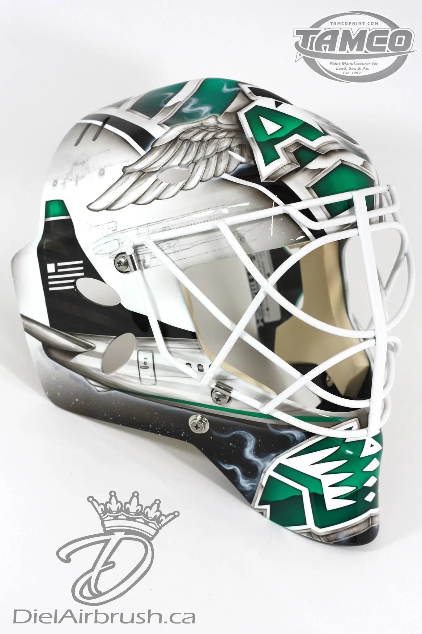 Tamco Paint HC9500 Hi-Speed Impact 30 Min Clearcoat Kit on Goalie Mask