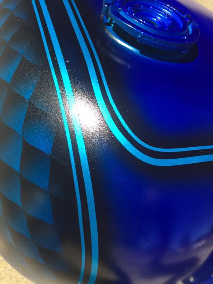 Tamco Paint Monaco & SoCal Blue Candy Concentrate on Motorcycle Fuel Tank