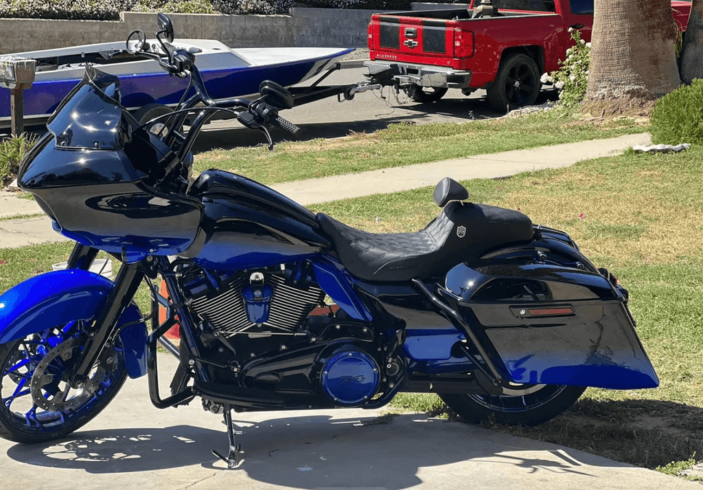 Tamco Paint My Boy Blue and Murdered Out Black 2.0 on Harley Davidson Road Glide