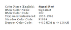 Signal Red OEM Basecoat list