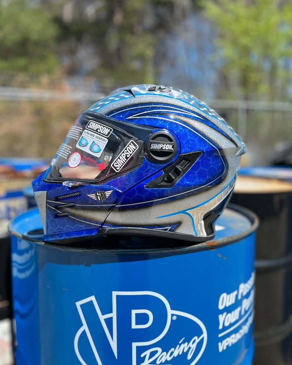 Tamco Paint SoCal Blue Candy Concentrate on Harley Simpson Helmet
