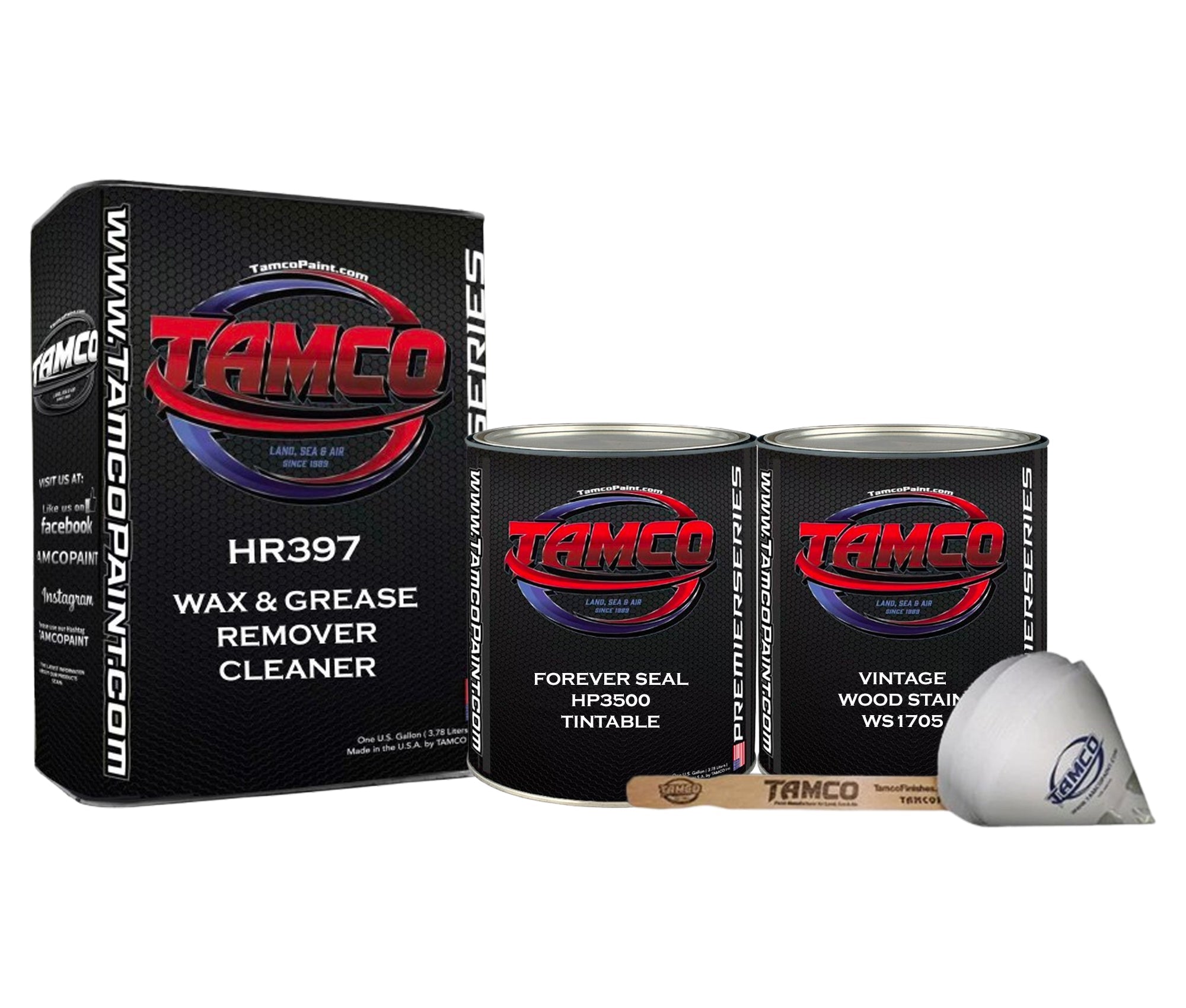 Tamco Paint Vintage Wood Stain Kit with HR397 Wax & Grease Remover Cleaner