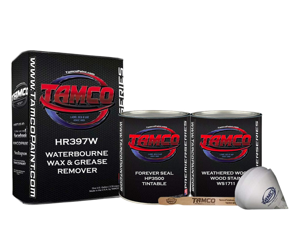 Tamco Paint Weathered Wood - Wood Stain Quart with HR397W  Waterbourne Wax & Grease Remover