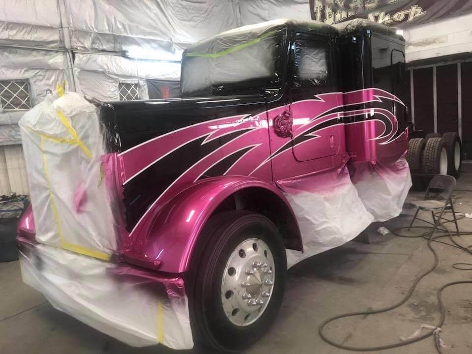Tamco Paint You Cant Sit With Us Pink on Peterbilt